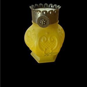 Vintage Yellow Satin Glass Mini Oil Lamp Base – Rare Collectible!